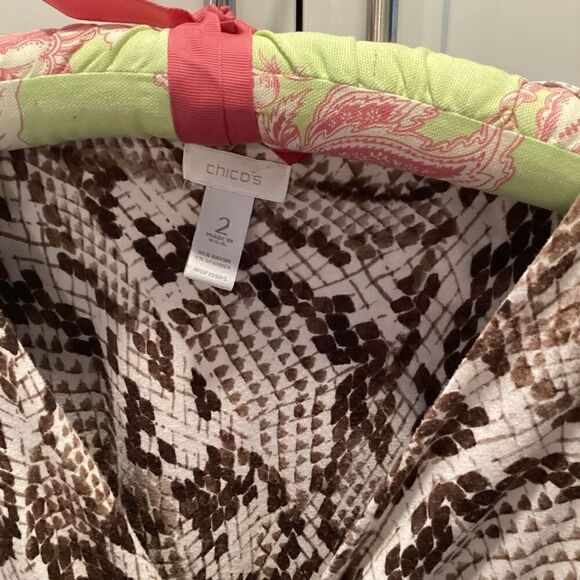 Chico’s Womens Animal Print Shift Dress Sz 2 Stretch Brown - Picture 2 of 9